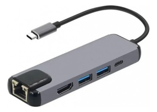 Hub Convertidor HDMI+ RJ45 + SD/TF + PD + Tipo-C 3.0 + USB 3.0 Hoco HB52