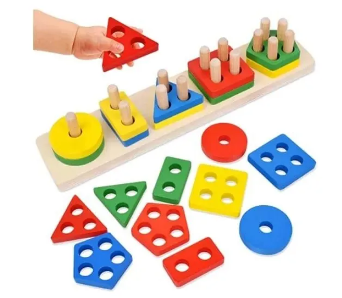 Juego Encaje Y Dificultad Madera Didáctico Bloques Madera