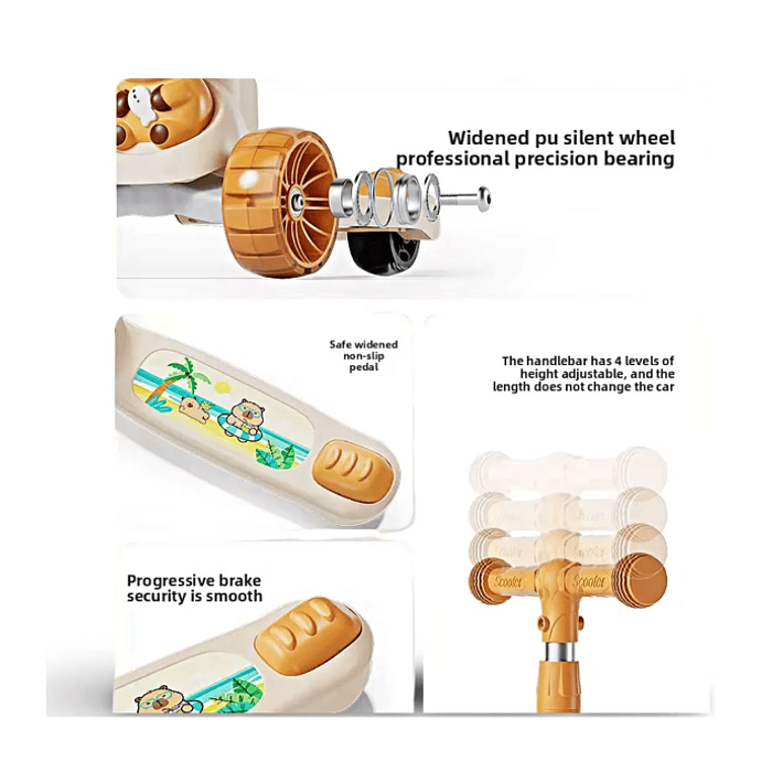 Scooter Capibara Con Asiento Para Niños Con Luces 5