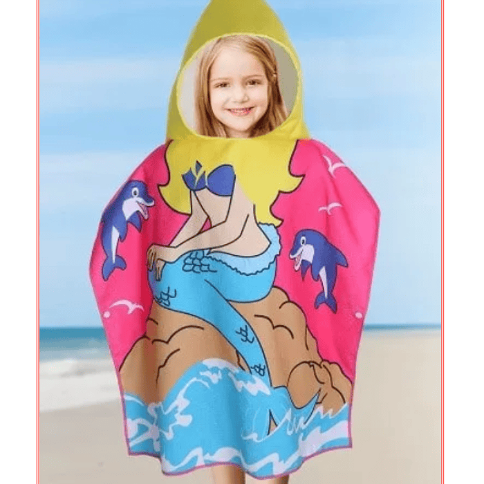 Toalla De Microfibra Para Niños Con Capucha Tipo Poncho 2