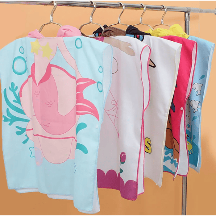 Toalla De Microfibra Para Niños Con Capucha Tipo Poncho 7