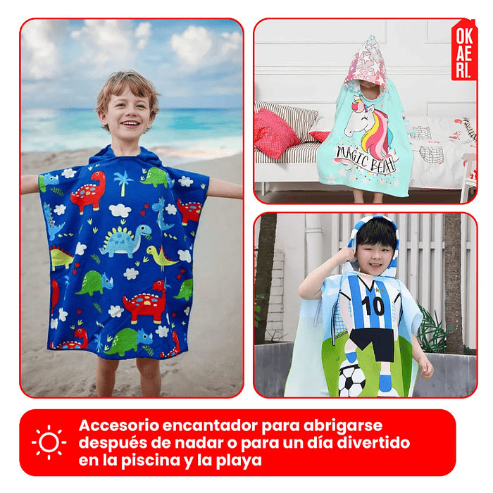 Toalla De Microfibra Para Niños Con Capucha Tipo Poncho 9