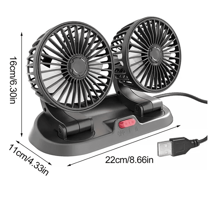 Ventilador Doble Usb Auto Casa Oficina 360° Rotación 5