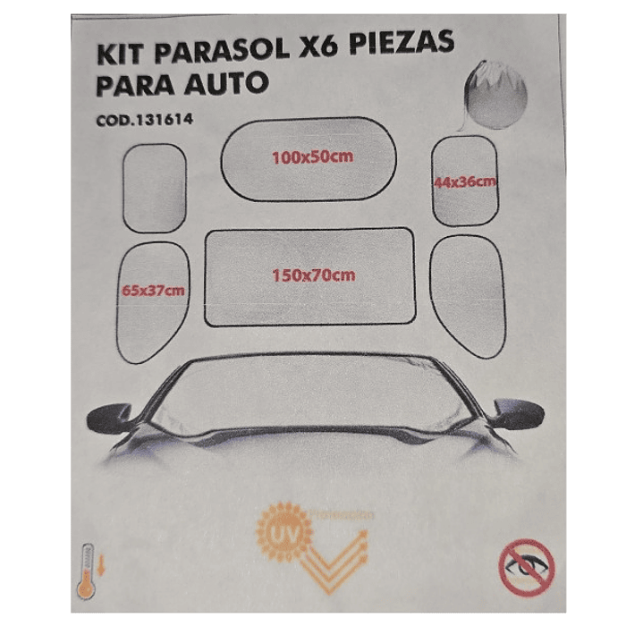 Kit Parasol Tapa Sol De 6 Piezas Para Auto Con Estuche 3