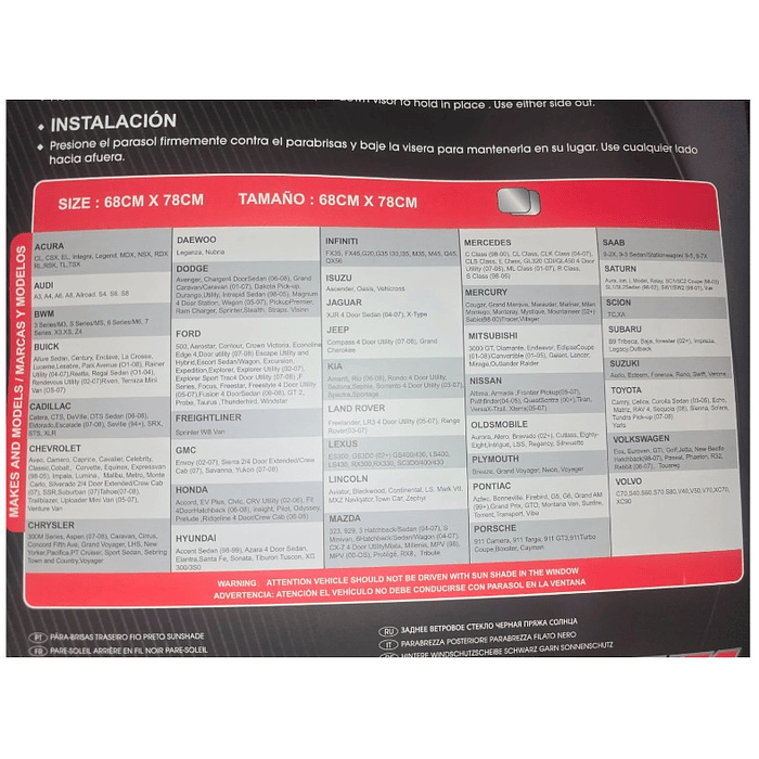 Parasol Para Parabrisas De Auto Marca Carsun Set X2 68x78 4