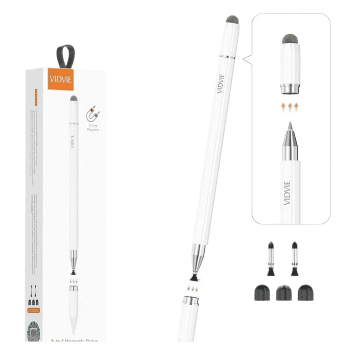 Lapiz Capacitivo 3 En 1 Magnetico Stylus Universal Blanco 3