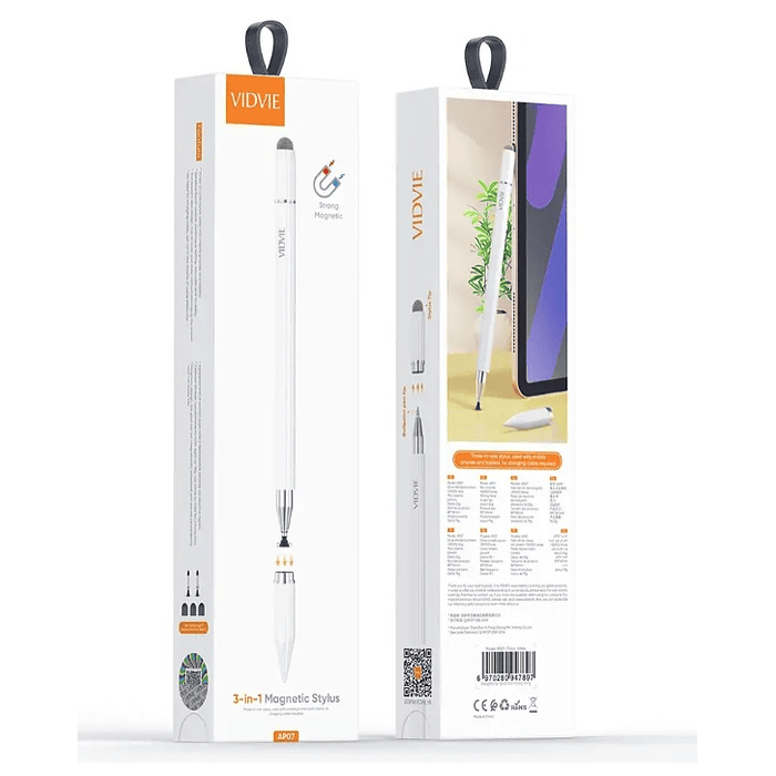 Lapiz Capacitivo 3 En 1 Magnetico Stylus Universal Blanco 4