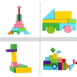 Juego De Bloques De Construcción Madera Niños Regalos 100 piezas
