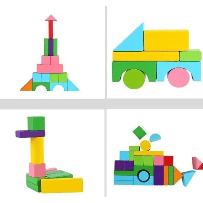 Juego De Bloques De Construcción Madera Niños Regalos 100 piezas 1