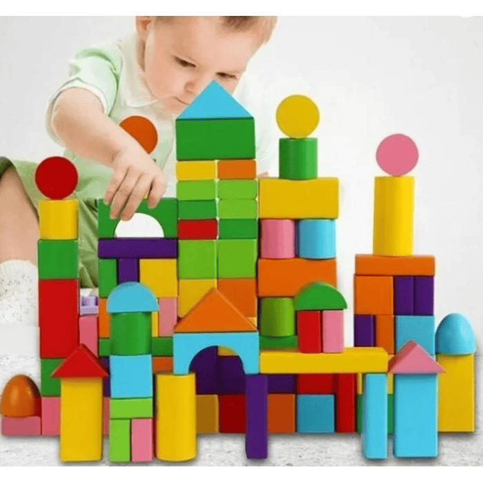 Juego De Bloques De Construcción Madera Niños Regalos 100 piezas 4