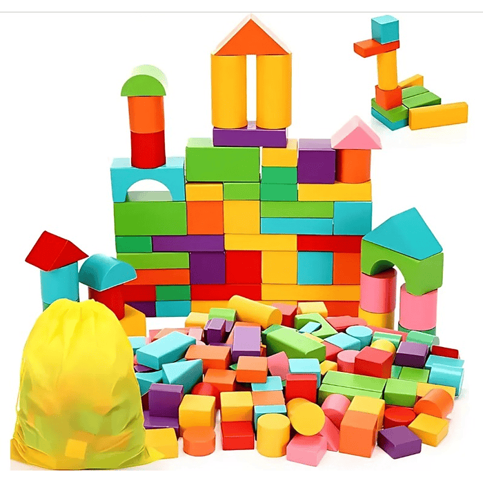Juego De Bloques De Construcción Madera Niños Regalos 100 piezas 5