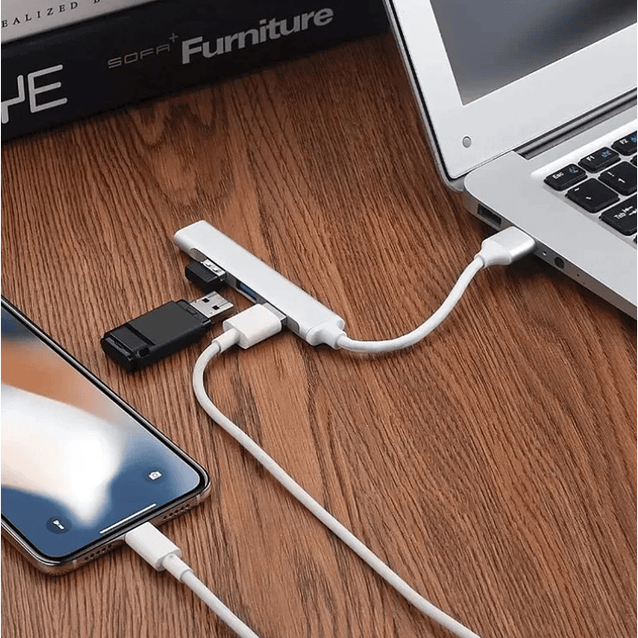 Hub Usb 3.0 Y 2.0 4 Puertos De Aluminio, Velocidad 5gbps 4