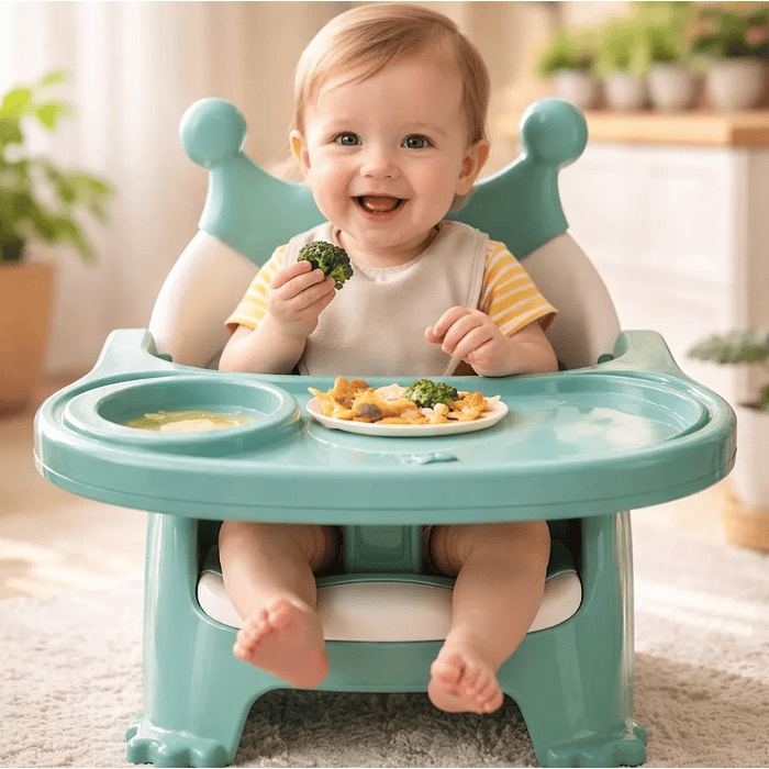 Silla Para Comer Portátil De Bebé Niños 2 En 1 Con Corona ROSA 7