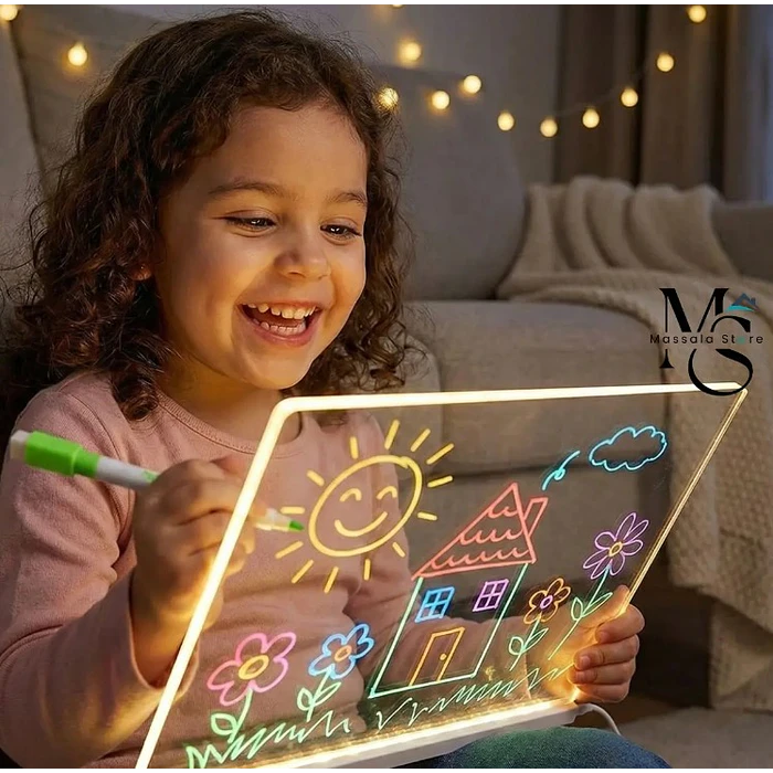 Pizarra Mágica Led Luminosa Acrílica+7 Plumones Neón 30x20cm 1