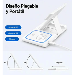 Cargador Inalámbrico 3 En 1 Plegable Base De Carga Rápida Inalámbrica 