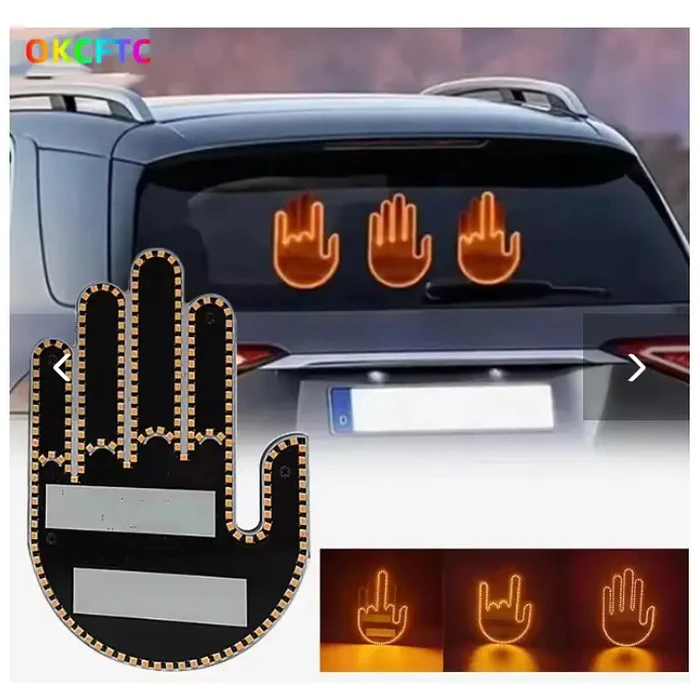 Luz Dedo Medio Auto Con Control Remoto Señal Divertida 4