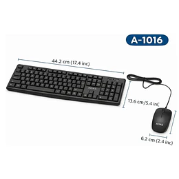 Teclado Mouse Aoas Combo  Alámbrico Usb Negro A-1016 Estandar