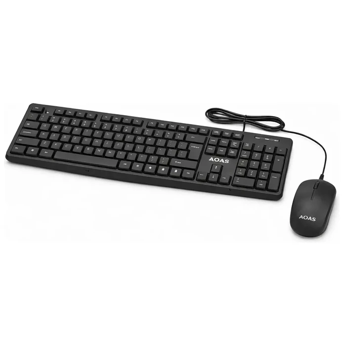 Teclado Mouse Aoas Combo  Alámbrico Usb Negro A-1016 Estandar 3