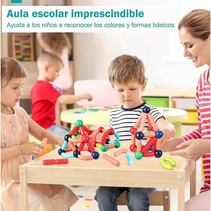 Juguete Didáctico  Varillas Magnéticos 25 Piezas Para Niños Y Niñas, Juego De Palos Y Bolas Magnéticos Para El Aprendizaje Educativo 4