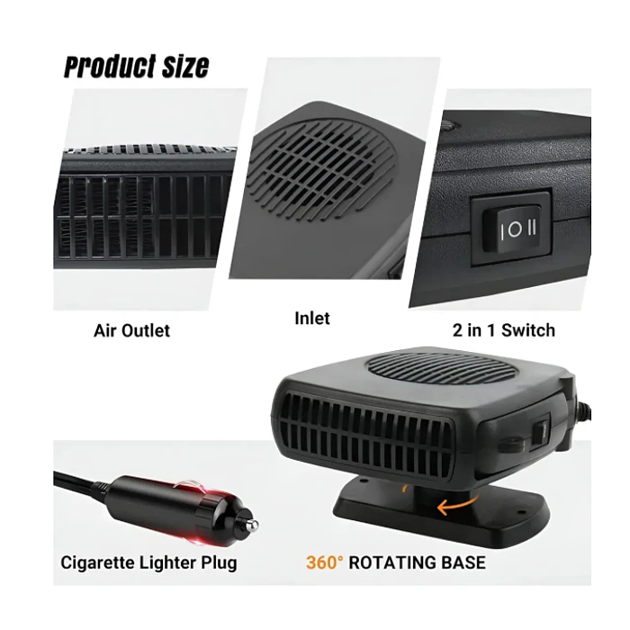 Calefactor Para Auto 12v - 200w Calefacción Portátil 4
