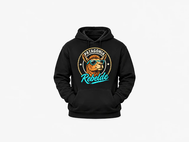 Patagonia Rebelde - Poleron Negro Unisex - Guanaco