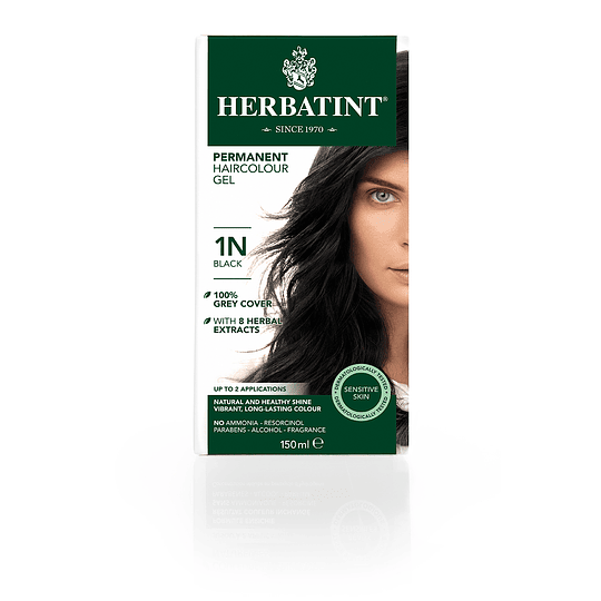 1N - Negro Tintura De Pelo Sin Amoniaco con Aloe Vera Herbatint