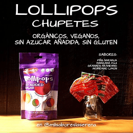 Lollipops Koochikoo, 10 Un, Orgánicos, Veganos, Sin Azúcar