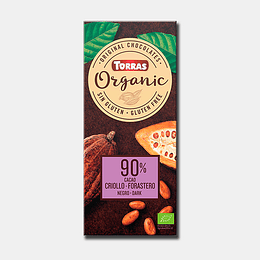 Chocolate Torras 90% Cacao, 175 g, Organic Bio, Sin Gluten, Sin Azúcares Añadidos
