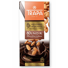 Chocolate Noir 80% con Almendras enteras 175gr, Trapa