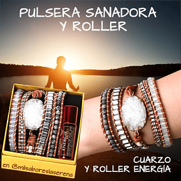 Pulsera Brazalete Cuarzo y Cristales y Roller Energie