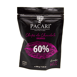 Cobertura Chips de Chocolate Orgánico 60% Cacao 200g Pacari - OFERTA