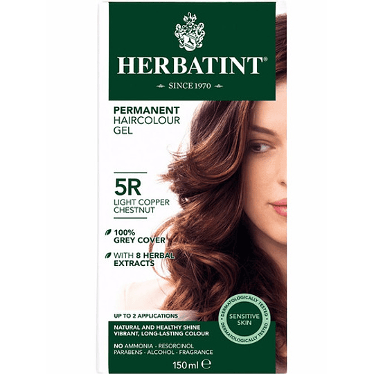 5R Castaño Claro Cobrizo - Tintura De Pelo Sin Amoniaco con Aloe Vera Herbatint