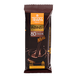Mini chocolate negro intenso, 80% cacao, sin gluten, 24g TRAPA