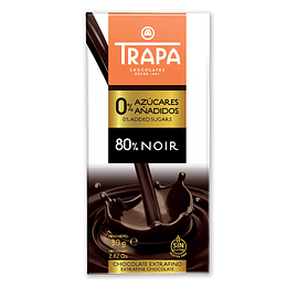 Chocolate Vegano 80% Cacao, Sin Azúcar, 80g Trapa