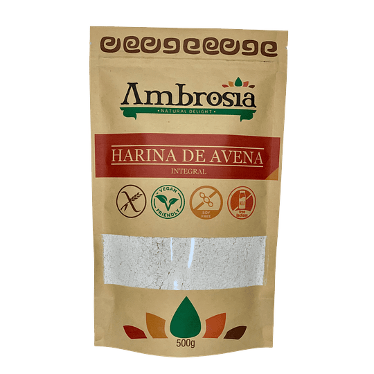 Harina de avena integral 500g, certificado sin gluten, Ambrosia