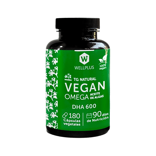 Omega vegano DHA 600, 180 cápsulas - Wellplus