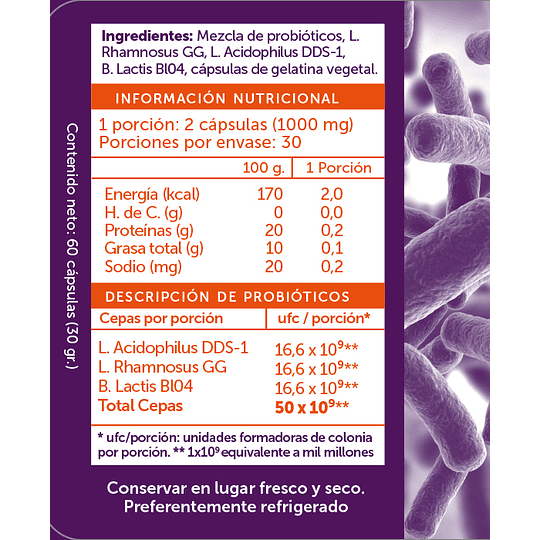  PROBIOTIC PLUS 50B 60 cápsulas - Wellplus