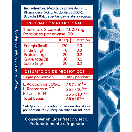  PROBIOTIC PLUS 80B 60 cápsulas - Wellplus