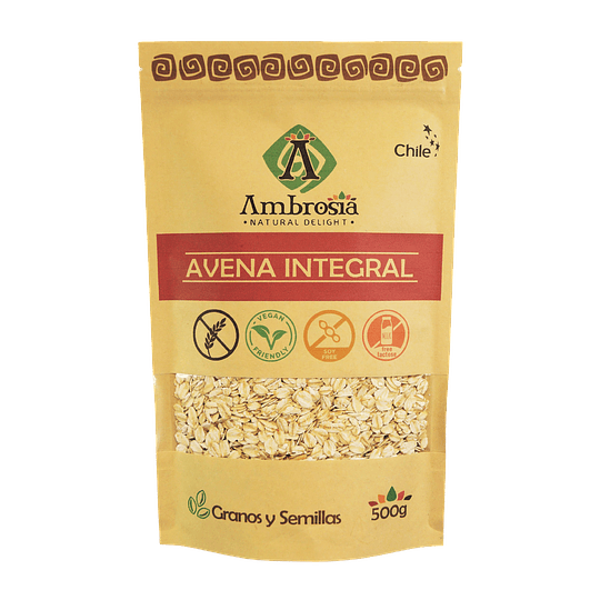 Avena Integral sin Gluten 500g,  certificado sin gluten, Ambrosia