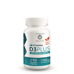 Vegan D3PLUS, 60 cápsulas, Wellplus