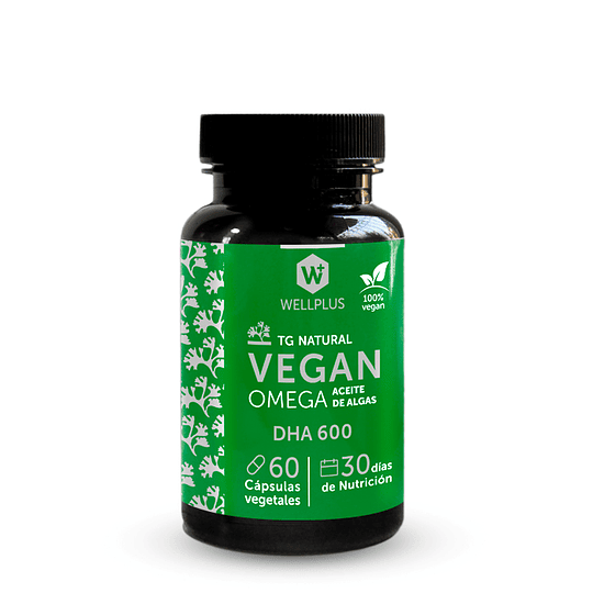 Omega vegano DHA 600, 60 cápsulas - Wellplus