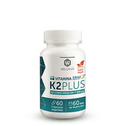 K2 PLUS, Vitamina K2, 60 cápsulas, Wellplus