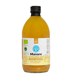 Vinagre de Manzana con Cúrcuma y Jengibre Orgánico, 500 ml, Manare