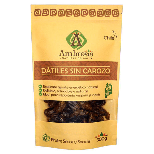 Dátiles sin Carozo, 300g, certificado sin gluten, Ambrosia