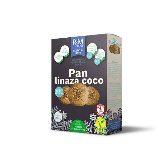 Pan Linaza Coco, Keto Friendly (Low Carb),  300g, P&M foods