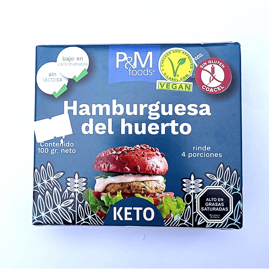 Hamburguesa del Huerto Keto, 100g, P&M foods