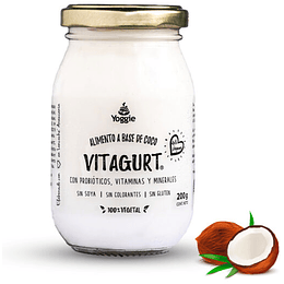 Vitagurt, en base a coco, Sabor natural, sin endulzar, 200g, Yoggie