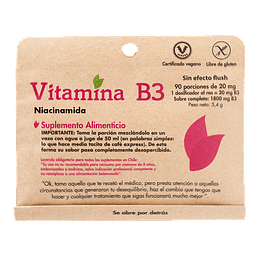 Vitamina B3, 90 porciones de 20 mg, Dulzura Natural