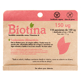 Biotina, Vitamina H, 110 porciones con 150 ug, Dulzura Natural