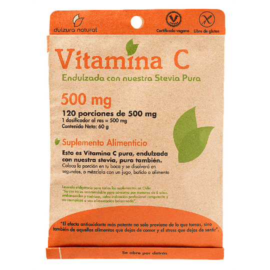 Vitamina C Dulzura Natural, con stevia y  dosificador, 120 porciones, 500 mg